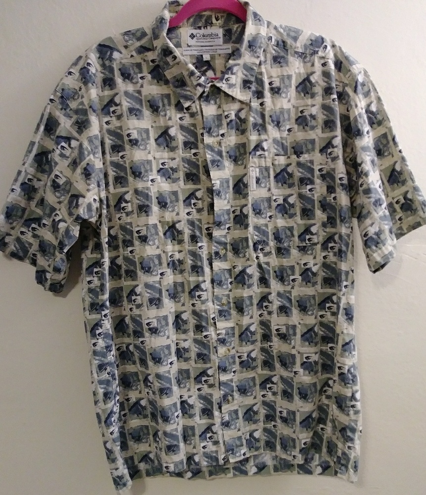 Men's Columbia Short Sleeve Button Down Shirt L